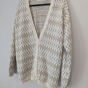 Liz Claiborne Cream and Brown Cardigan Sweater